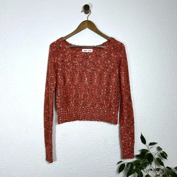 Anthropologie John + Jenn Women's XS Apple Blossom Red Marled Cropped Sweater - Picture 1 of 11